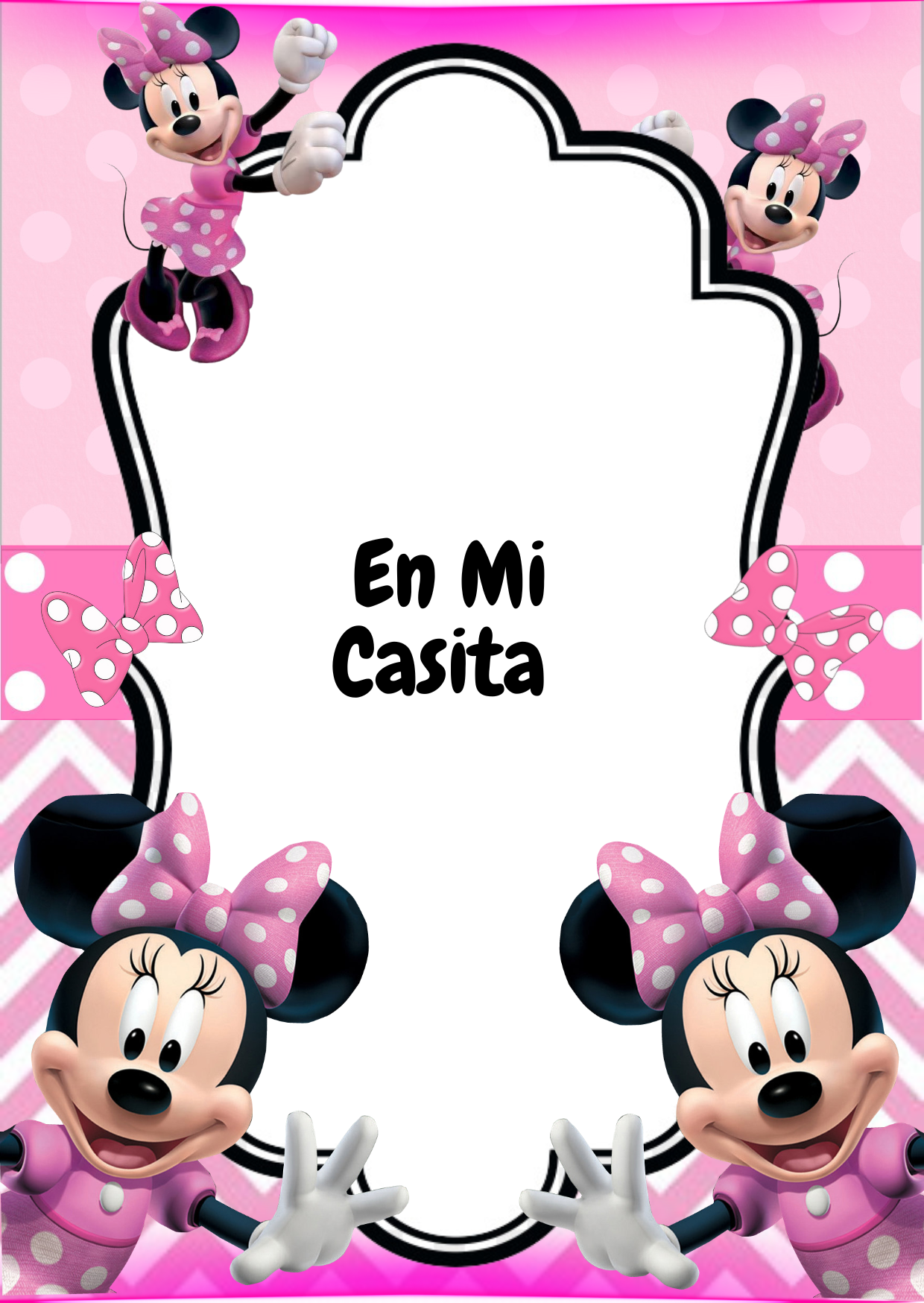 Tarjeta de invitación Minnie Rosa
