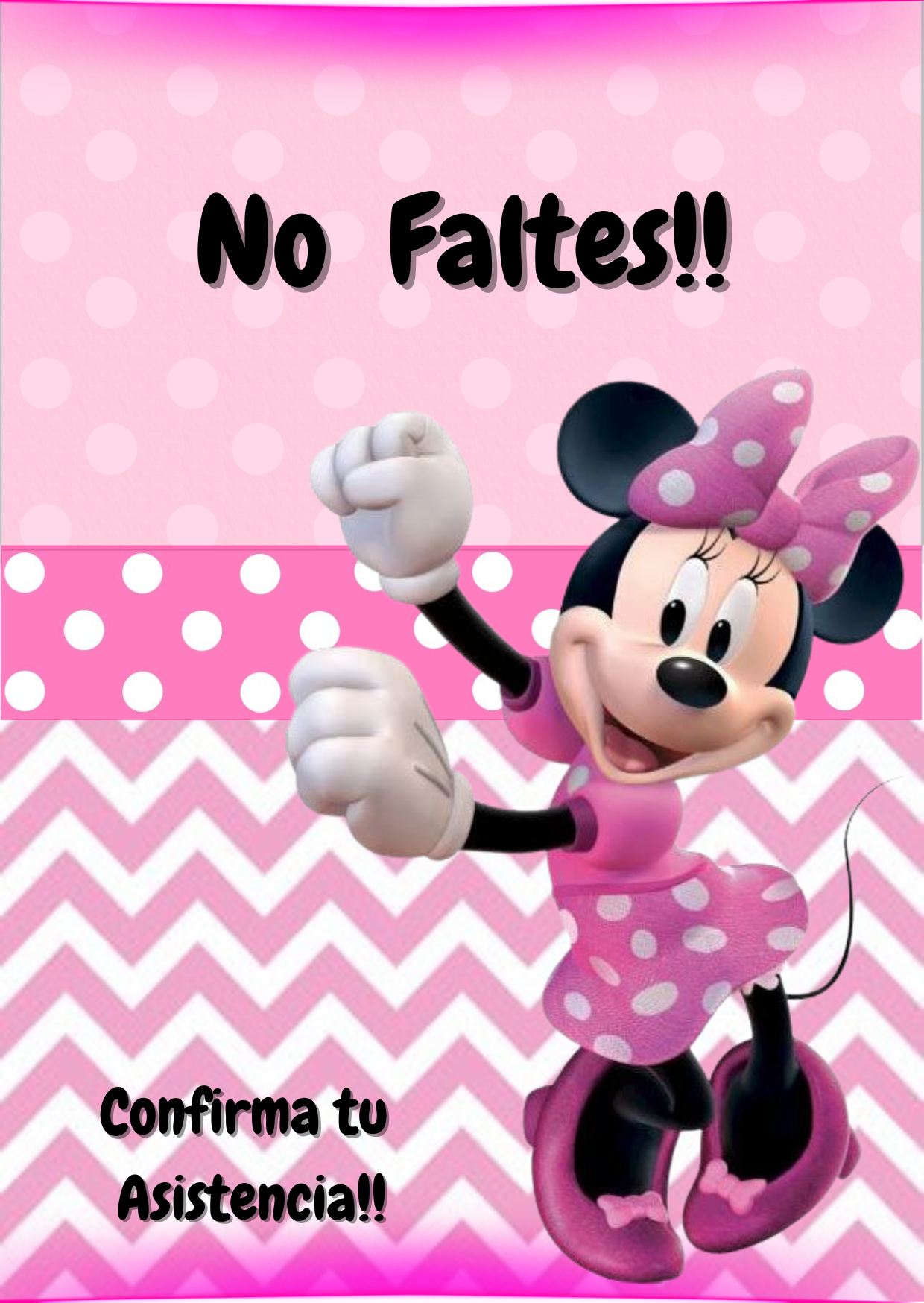 Tarjeta de invitación Minnie Rosa