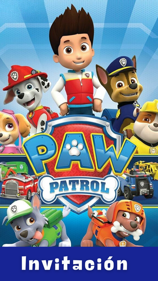 Tarjeta invitación temática Paw Patrol