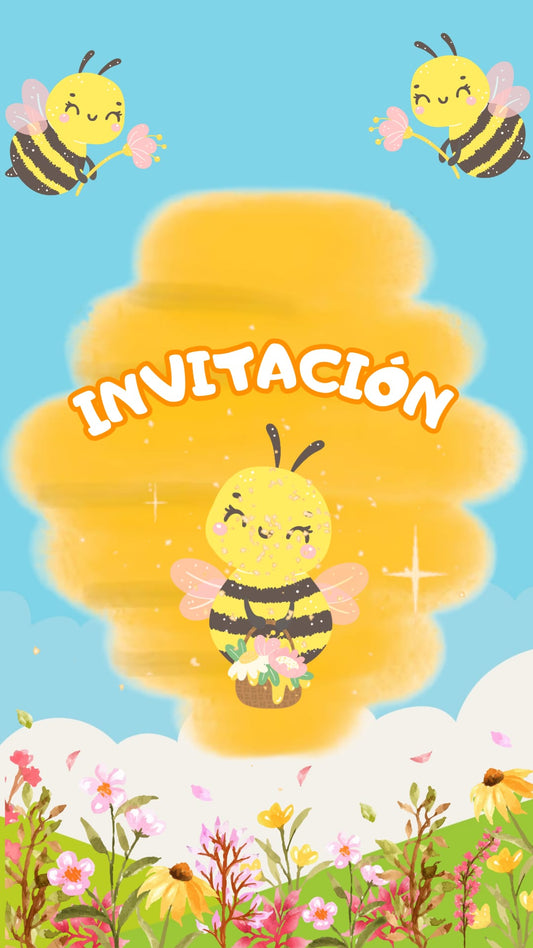 Invitación digital temática de abejita para cumpleaños