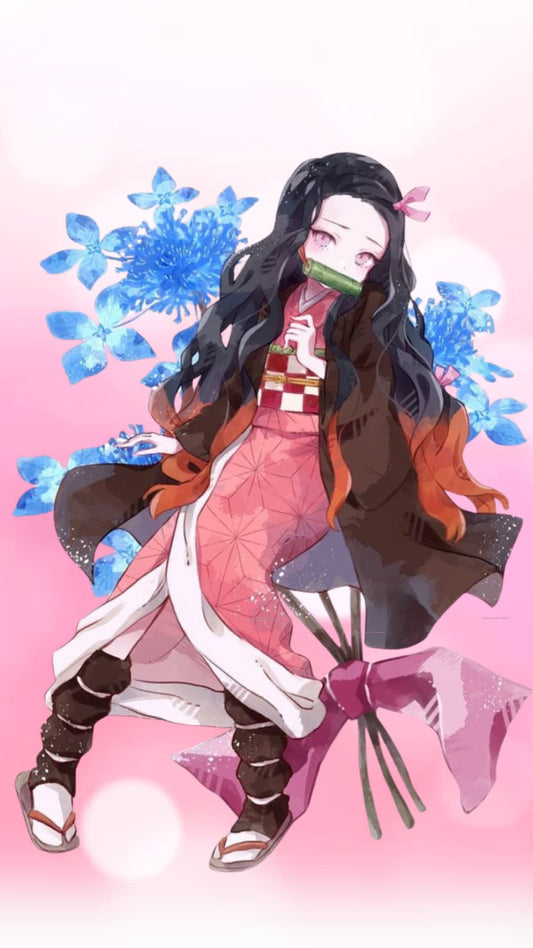 Invitación digital animada de cumpleaños infantil temática Nezuko anime Kimetsu no Yaiba