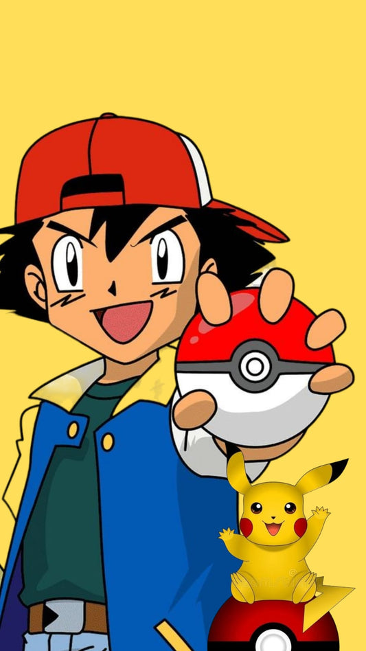 Invitación digital de Pokémon con Ash y Pikachu para cumpleaños infantiles