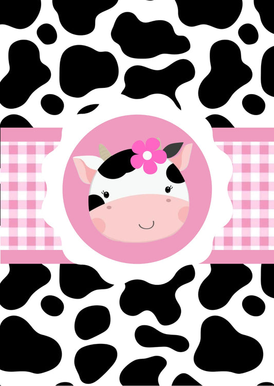 Invitación digital de cumpleaños infantil con la temática de la Vaca Lola, diseño tierno y divertido