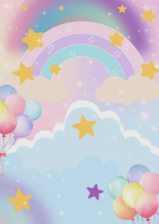 Tarjeta de invitación temática Arcoiris (Efecto Cortina)