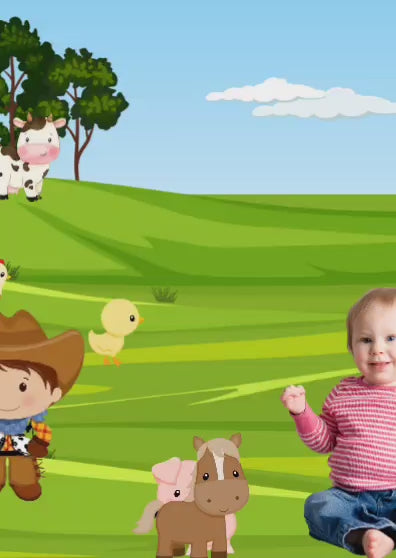 Tarjeta de invitación Temática La Granja de Zenón (tono rojo)