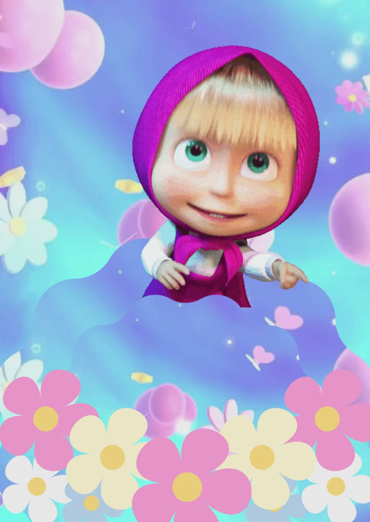 Tarjeta de invitación temática Masha y el Oso (Nuevo diseño)