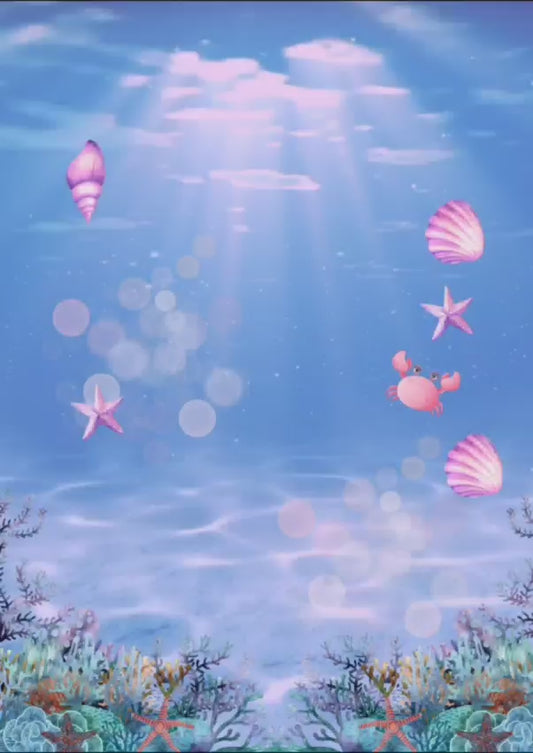 Tarjeta de invitación temática Sirena (Dibujo colores pasteles)