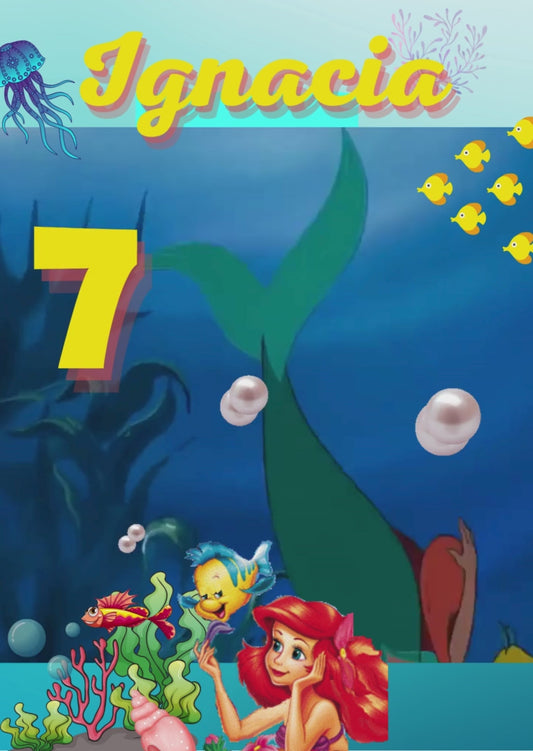 Tarjeta de invitación temática Sirenita #2