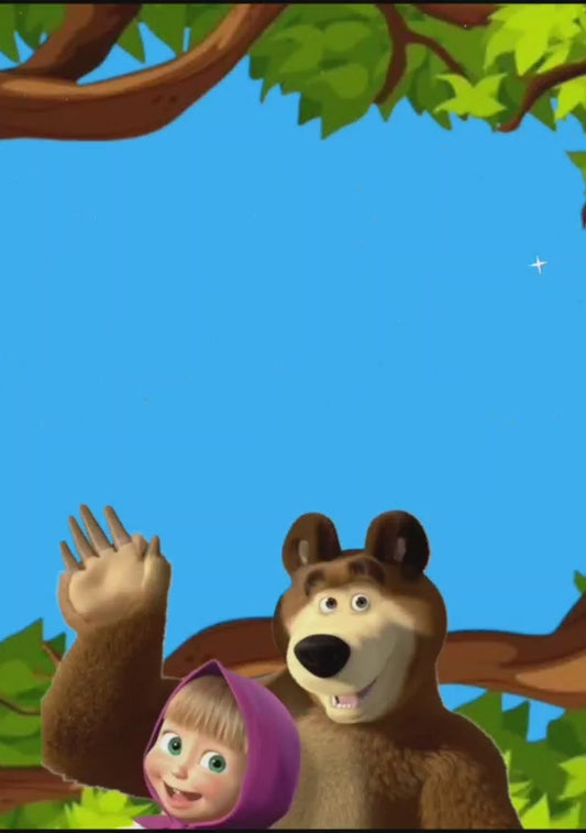 Tarjeta de invitación Masha y el oso (Nuevo diseño)