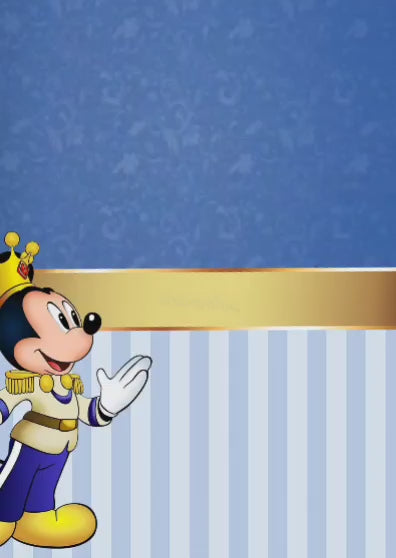 Tarjeta de invitación Mickey Mouse Rey azul claro