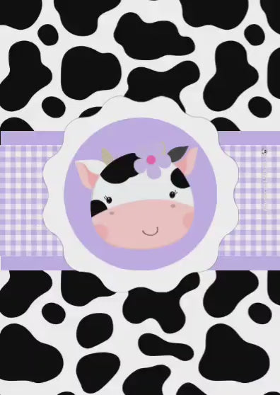 Invitación temática La Vaca Lola (Colores Lila)