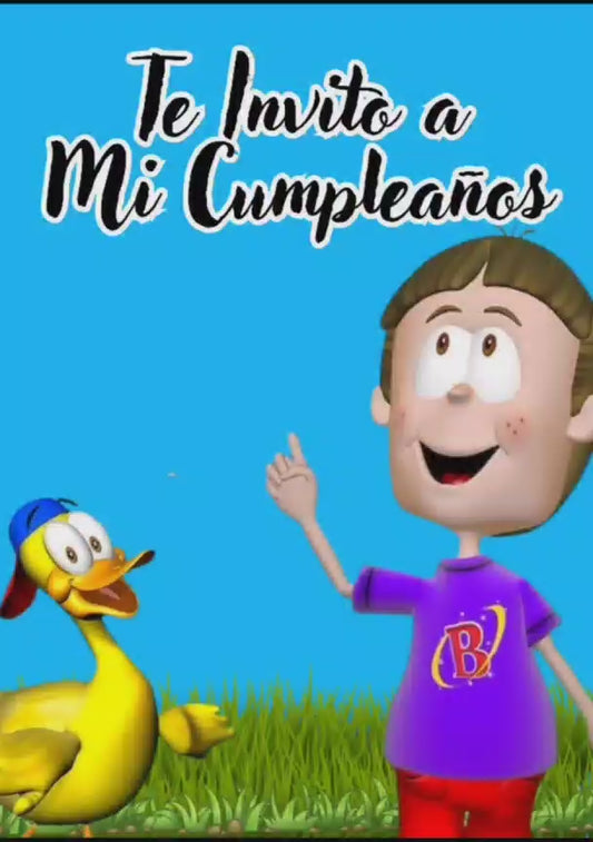 Tarjeta de invitación temática Biper patito juan y sus amigos