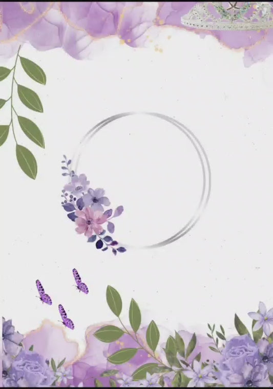 Tarjeta de 15 años color Morado o Lila (Nuevo Diseño)