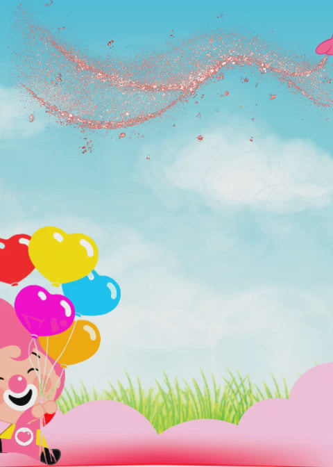 Tarjeta de invitación Plim Plim de niña (Rosa)