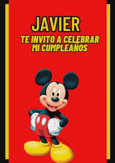 Tarjeta de invitación Mickey Mouse (Roja)