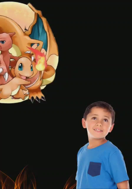 Tarjeta de invitación Pokémon (Charmander-charmeleon-charizard)