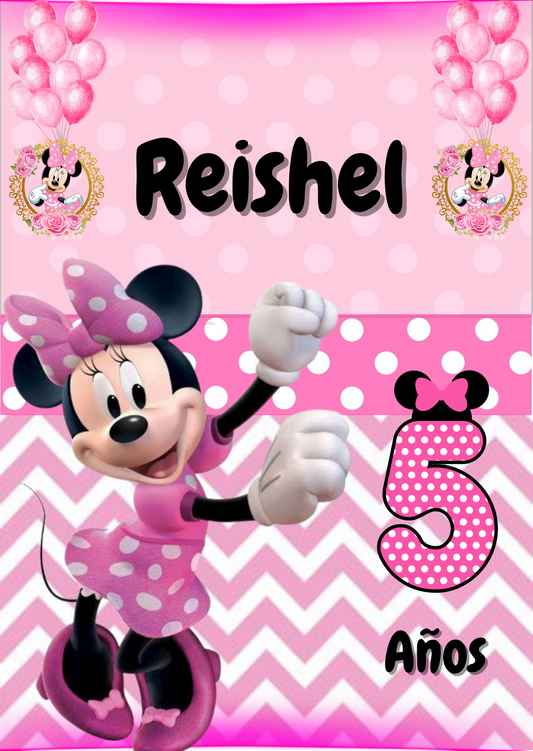 Tarjeta de invitación Minnie Rosa