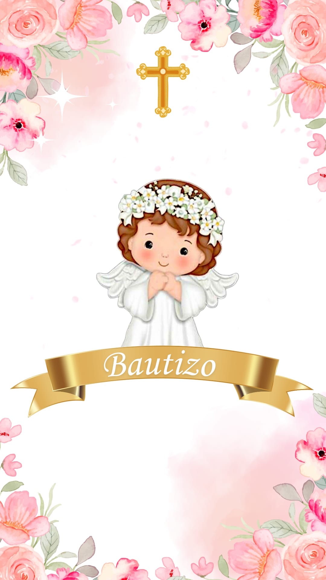 Invitación Bautizo niña (Angelitos & Mariposas)