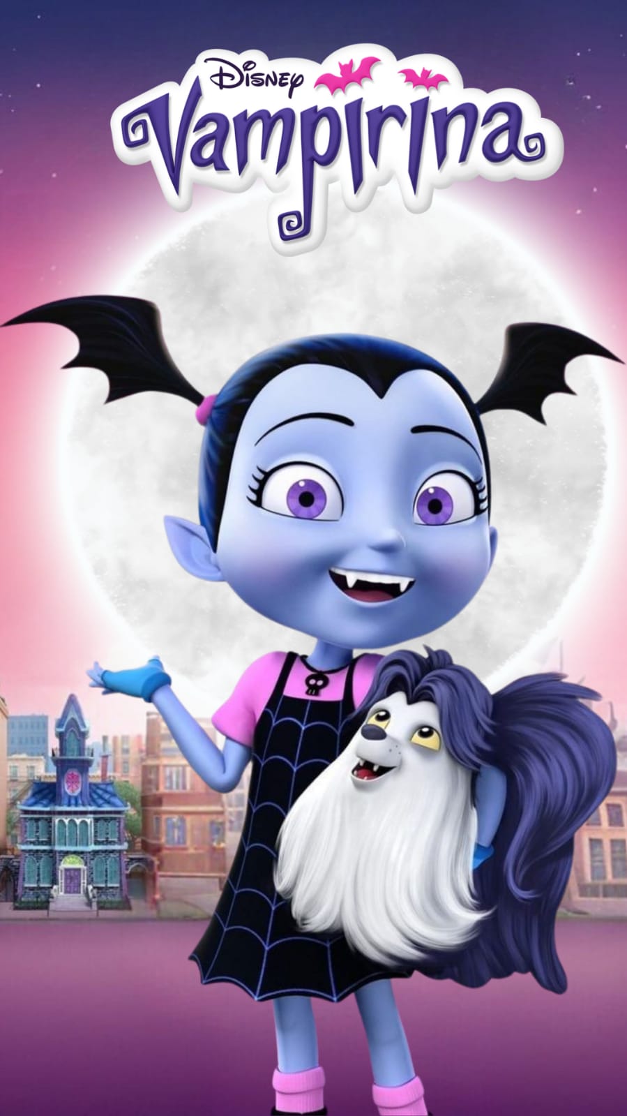 Invitación Temática Vampirina (Lila/Rosa)