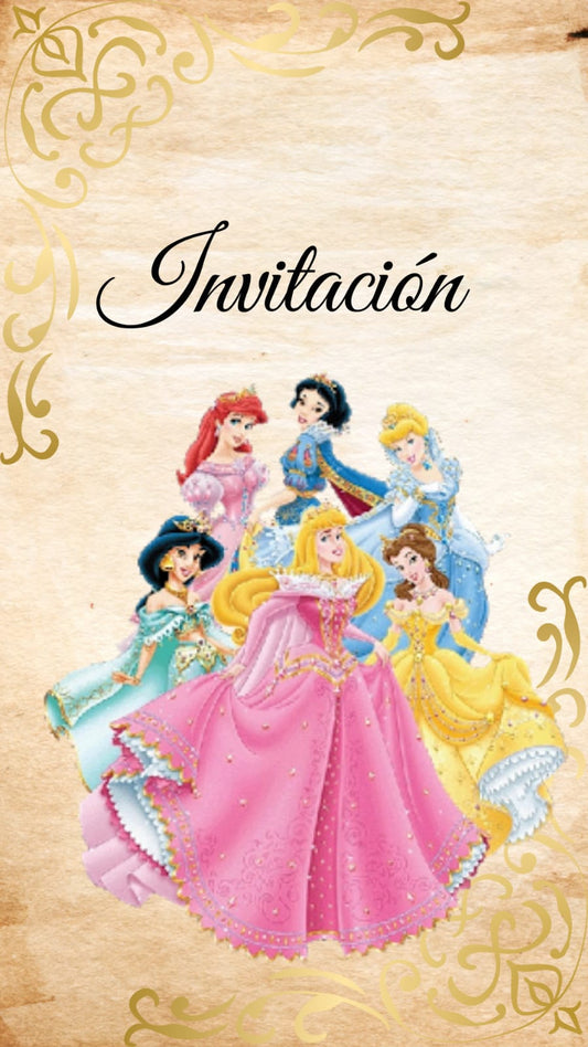 Invitacion Digital tematica Princesas Disney (Nuevo Diseño)