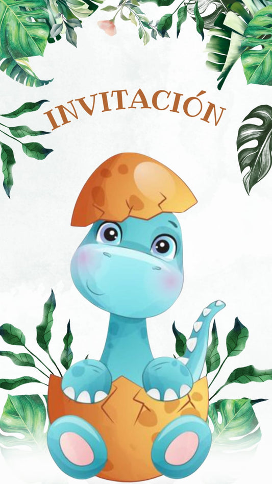 Invitacion Digital Temática Dinosaurios Bebés