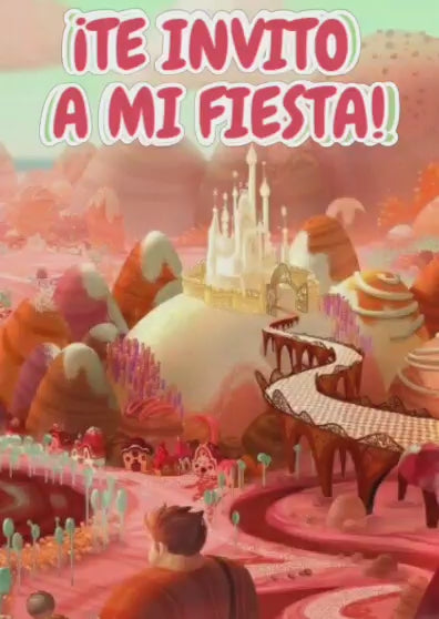 Tarjeta de invitacion Tematica Vanellope